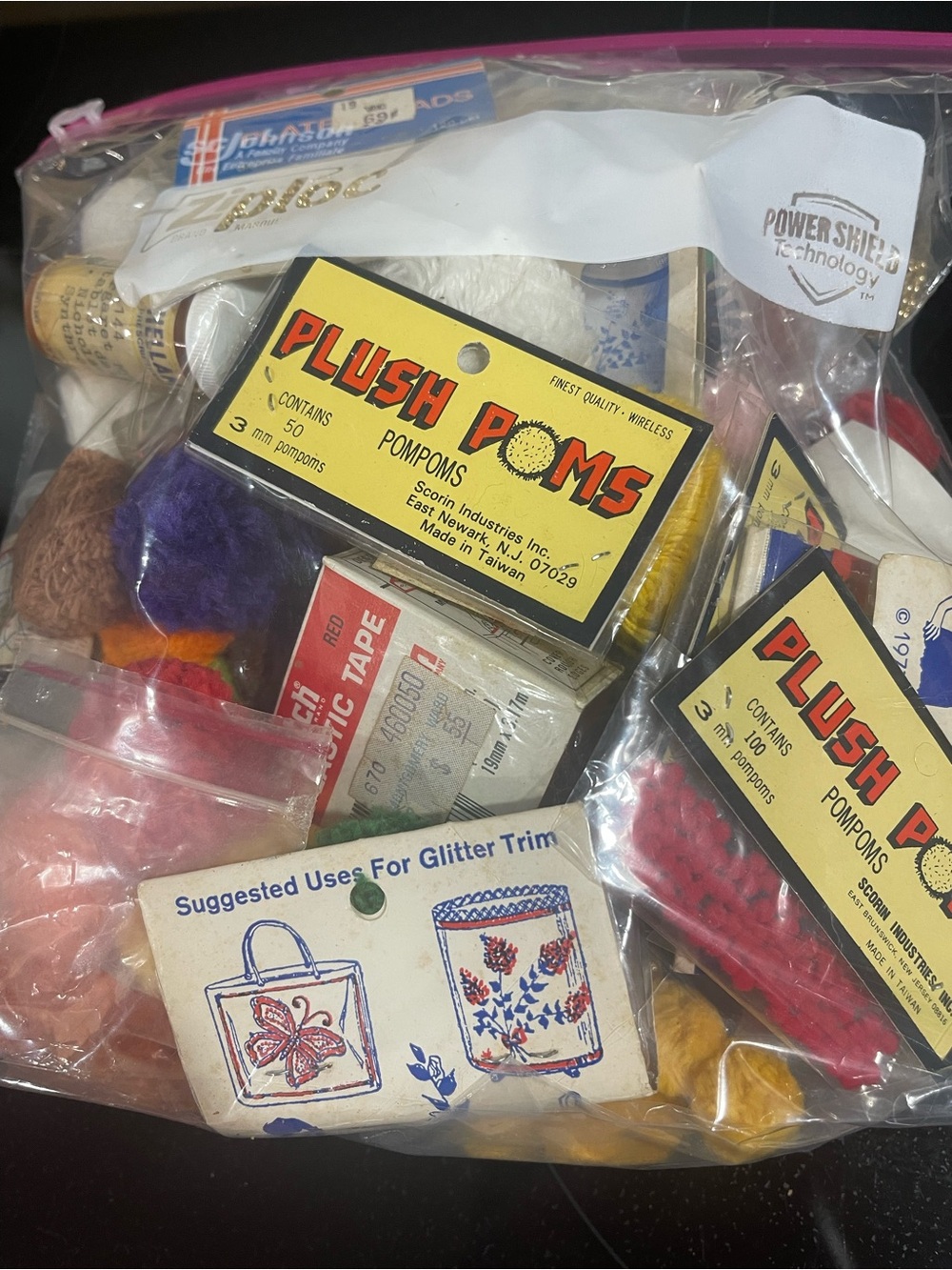VTG Lot of Crafting Supplies: Assorted Beads, Pom-Poms, and lots more